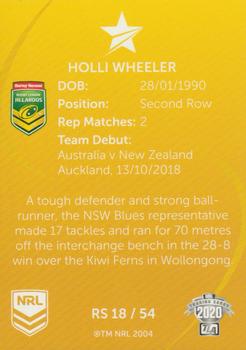 2020 NRL Traders - Representative Stars #RS18 Holli Wheeler Back